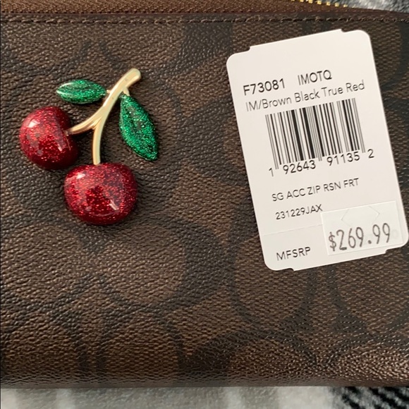 Authentic Coach Wallet with Logo and Cherry Accent - Picture 5 of 5